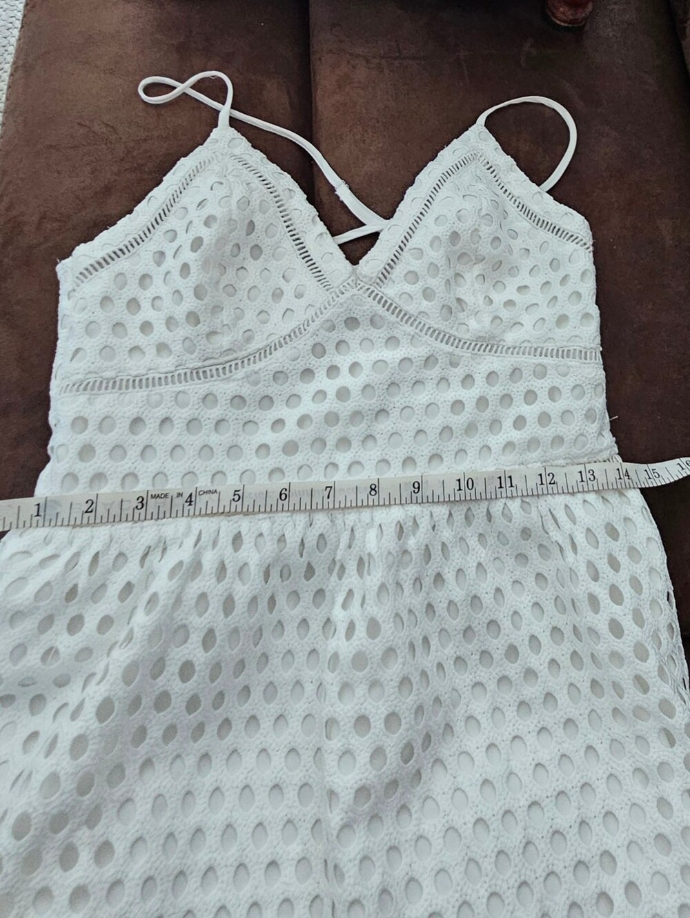 Abercrombie & Fitch White Eyelet Mini Dress Sz S - Picture 15 of 16
